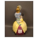 Signed Germany Fine China Figural Lady Powder Jar/