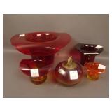 5 pc. Blenko Glass Lot: (4) Hats – Assorted Sizes