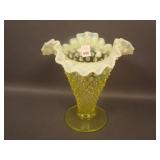 Fenton Topaz Opal. Hobnail Tri-Cornered 7 3/4"
