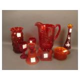 13 pc Red Glass Lot: includes Westmoreland Paneled