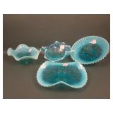 4 pc. Northwood Blue Opalescent Victorian Glass
