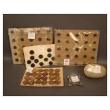 8 pc. Lot: Carnival Glass Bottles, Shoe Buttons,