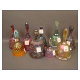 Lot (9) Fenton Iridized Bells including (3)