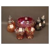 Lot IG Carnival Glass: (1) Diamond Lace Rose Bowl,