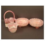 4 pc. Lot Fenton Rosaline: (2) Ftd. Bowls, (1)