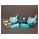 8 pc. Lot: Includes Fenton Dog, Covered Hen,