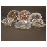 6 pc. Victorian Opalescent Novelty Bowl Lot: