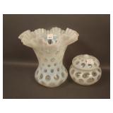 2 pc. Fenton French Opal. Lot: (1) Coin Dot w/