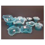 9 pc. Fenton Hobnail Lot including Pair Cornucopia