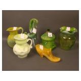 6 pc. Lot: Odd Slag Glass by Various Makers –