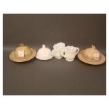 Lot Contemporary Childs Dishes - (2) Pink Butter