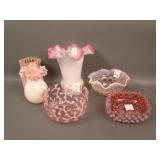 6 pc. Cranberry Lot including Seaweed Finger Bowl