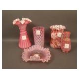 5 pc. Cranberry Lot including Tankard Coin Dot