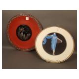 2 Platters including ERTE West Germany Deco Lady
