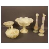 5 pc. Fenton Decorated Custard Glass w/ Artist