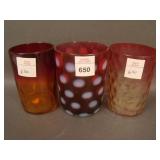 3 pc. Victorian Tumbler Lot: Amberina IVT, and LG