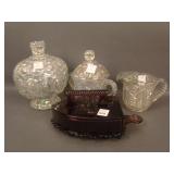 4 pc. Smith Carnival Glass Lot in White and Purple