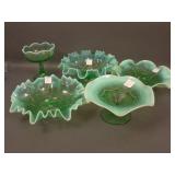 5 pc. Victorian Green Opal. Lot: Scroll and