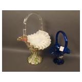 (2) Fenton Handled Baskets including Vasa Murina