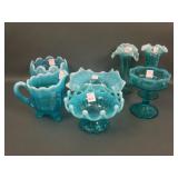 7 pc. Victorian Opalescent Lot including N Fluted