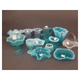 13 pc. Opalescent Lot including Fenton Hobnail, LG