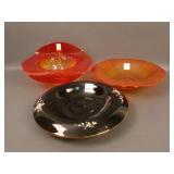3 pc. Lot: (1) Black Fenton Bowl and (2) Amberina