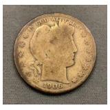 1906-o Barber Silver Half Dollar