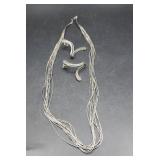 Sterling Silver.925 Necklace 19" And Pierced