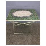 Folding Wrought Iron And Mosaic Tile Table