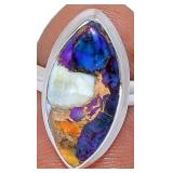 Oyster Purple Turquoise 925 Silver Ring Jewelry