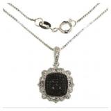 Black Diamond Accent Designer Necklace Rhodiium