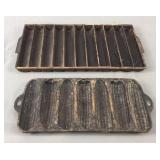 2x The Bid Vintage Cast Iron Cornbread Pans