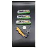 3 X Bid Tac- Extreme Orange Handled Knife