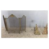 Fireplace Screen And Fancy Andirons
