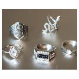 5 X Bid Fashion Costume Rings Assorted Sizes