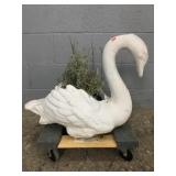 Concrete Swan Planter With Plant