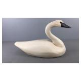 Large Carved Wood Swan - Signed And Dated