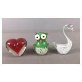 3 Pc Decorative Blown Glass Paperweights