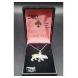 Vintage Genuine Pewter Bear 16" Necklace By Gino