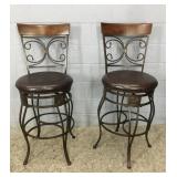 2x The Bid - Heavy Wrought Iron Swivel Bar Stools