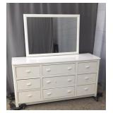 Lehigh - 9 Drawer White Dresser With Mirror