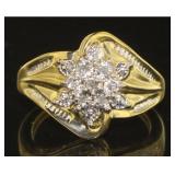 Antique Style Diamond Cluster Ring  Rhodium/18kt