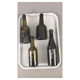 4x The Bid Antique Wine Spirits Bottles