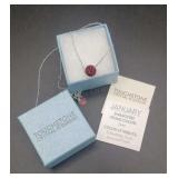 Swarovski Stone Siam Red January  16" Necklace