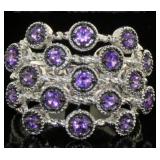1.44 Ct  Amethyst Sterling Silver - Size 8.25