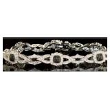 Black Diamond Accent Designer Bracelet Rhodium