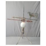 Lightning Rod With Milk Glass Ball & Vane