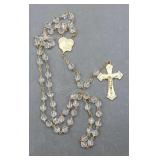 Sterling Chapel Glass Beaded Rosary Gold Color
