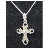 Sterling Silver.925 Cross 20" Necklace 5.8g Total
