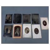 9 Assorted Vintage Tin Type Photos